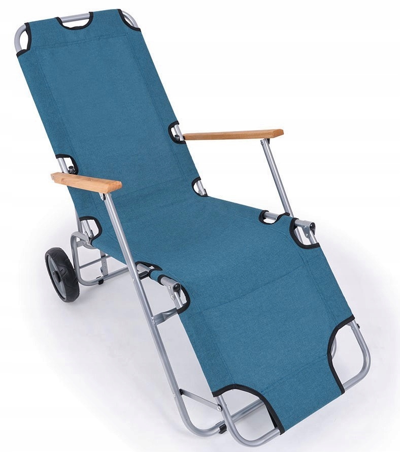 Leżak Na Kółkach Ogrodowy Plażowy Fotel Składany Tarasowy