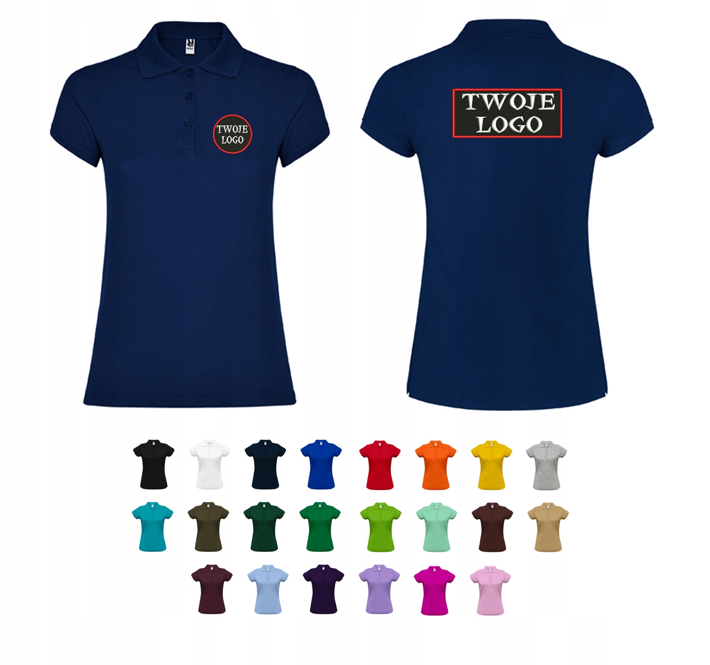 

5 szt Polo damskie z haftem Firma logo Haft