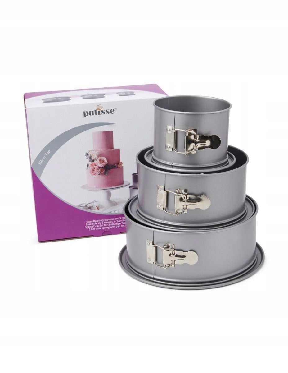 Patisse Sada 3 vysokých dortových forem Silver-top