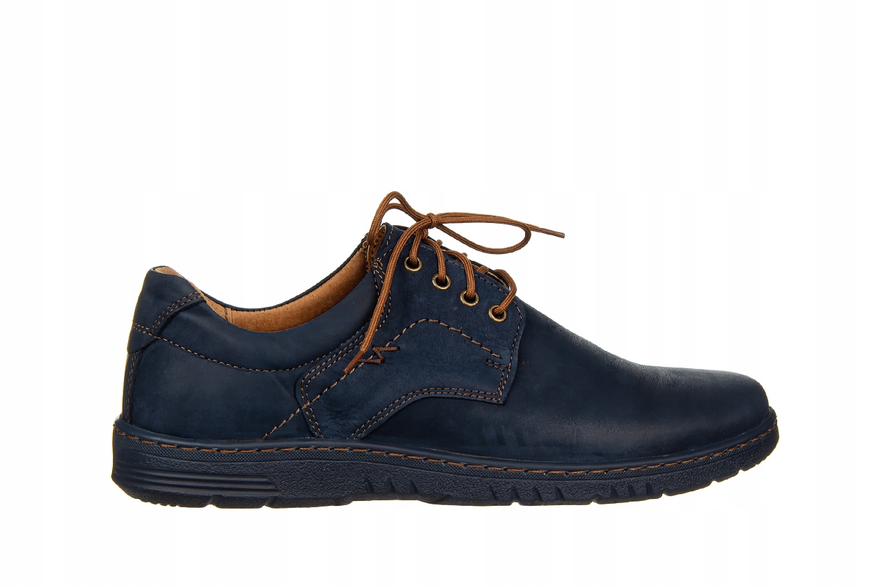 Półbuty Męskie Bayla-081 Casual Granat Skóra r.40