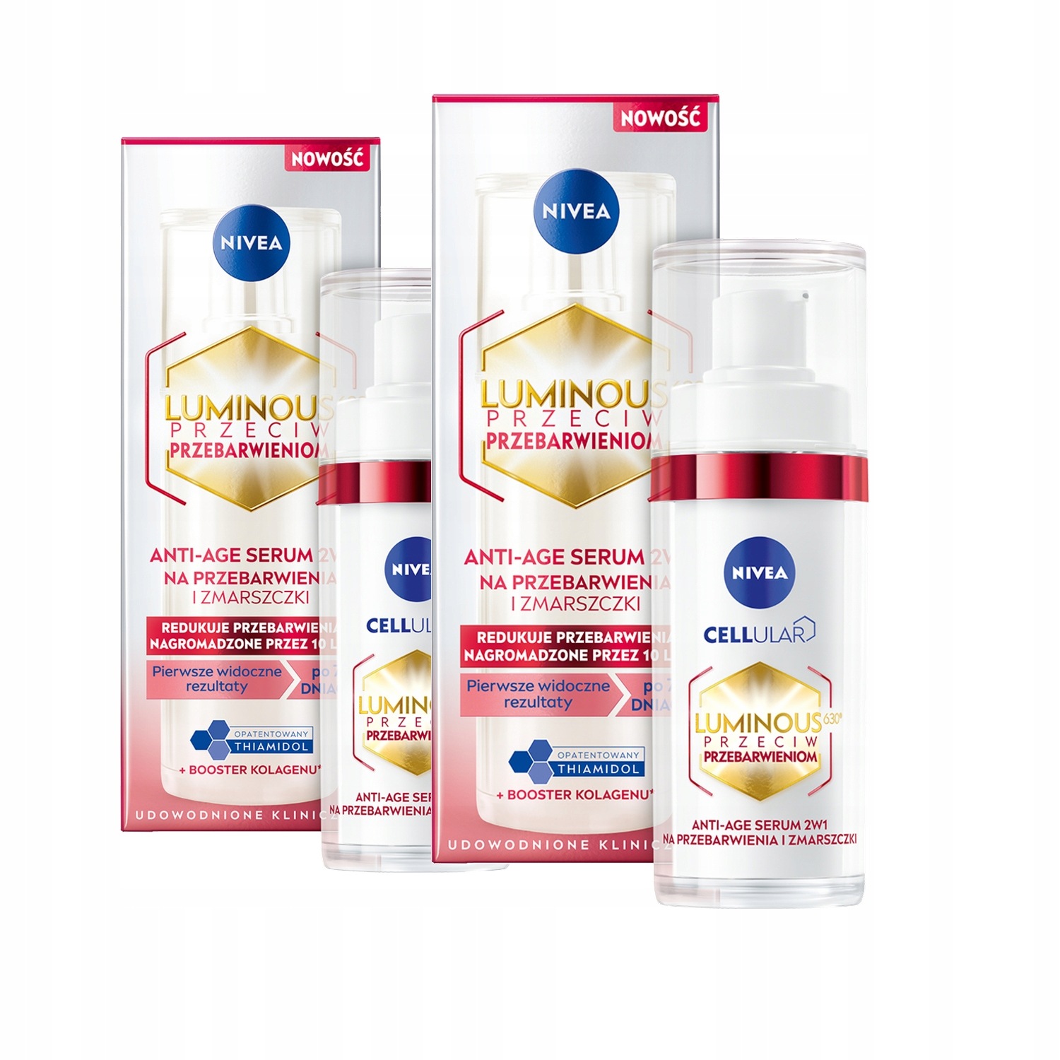 Nivea Luminous Sérum 2v1 proti pigmentovým skvrnám proti vráskám 30 ml x2