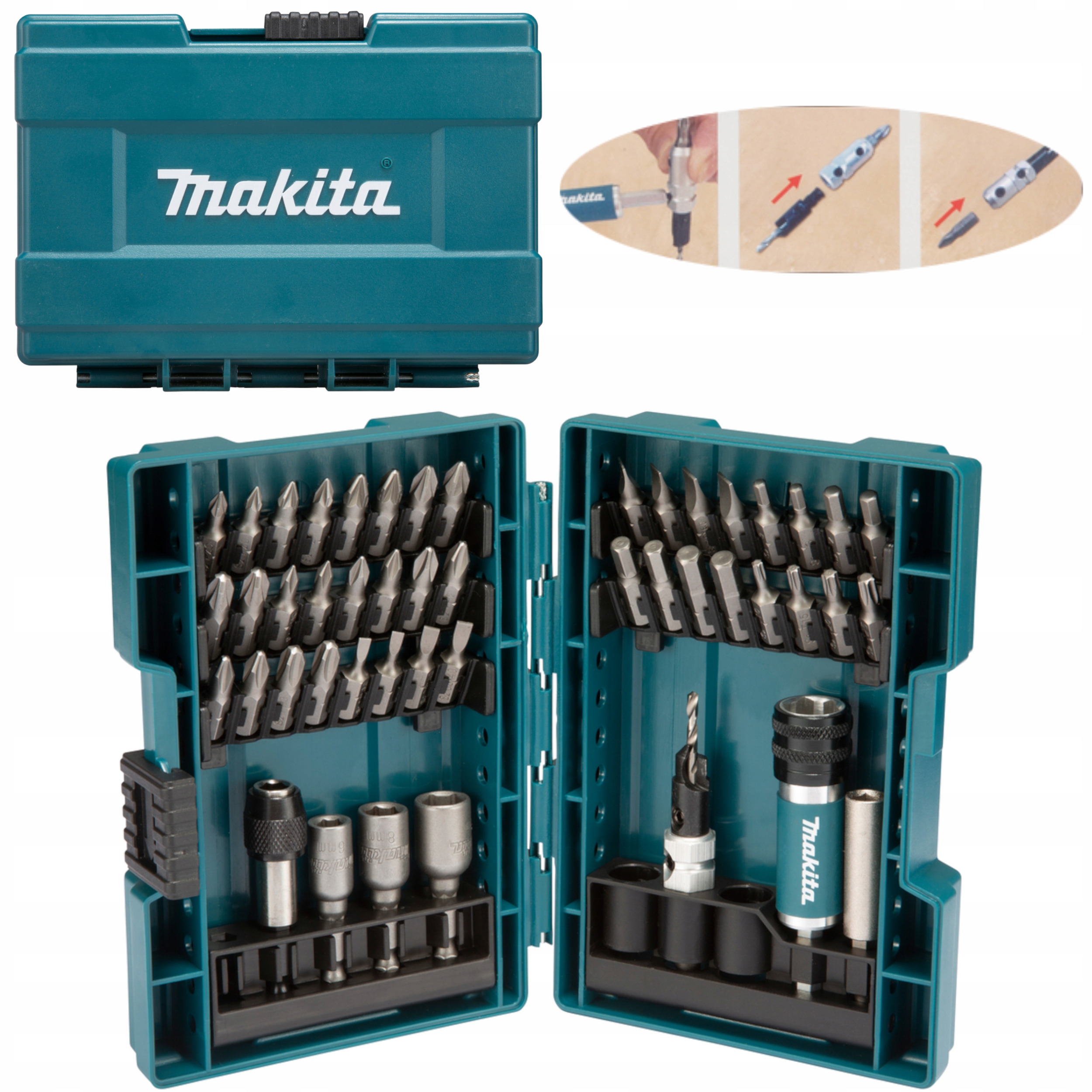 ZESTAW BITÓW KLUCZY NASADOWYCH WIERTARSKICH 47SZT UCHWYT MAGNETYCZNY TORX