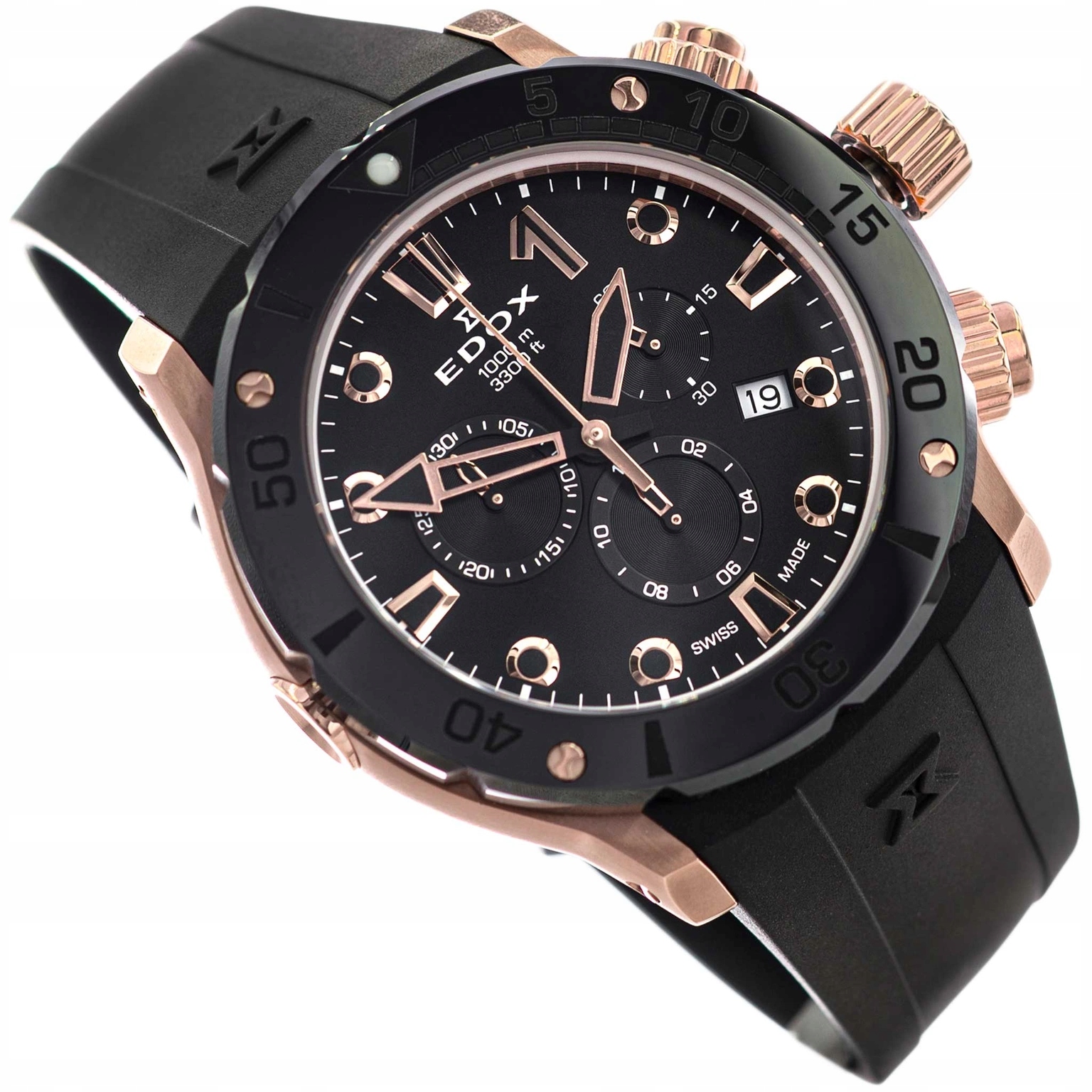 Pánské Hodinky Edox 10242 Tinr Nir CO-1 Chronograph Černé S Řemínkem 100ATM