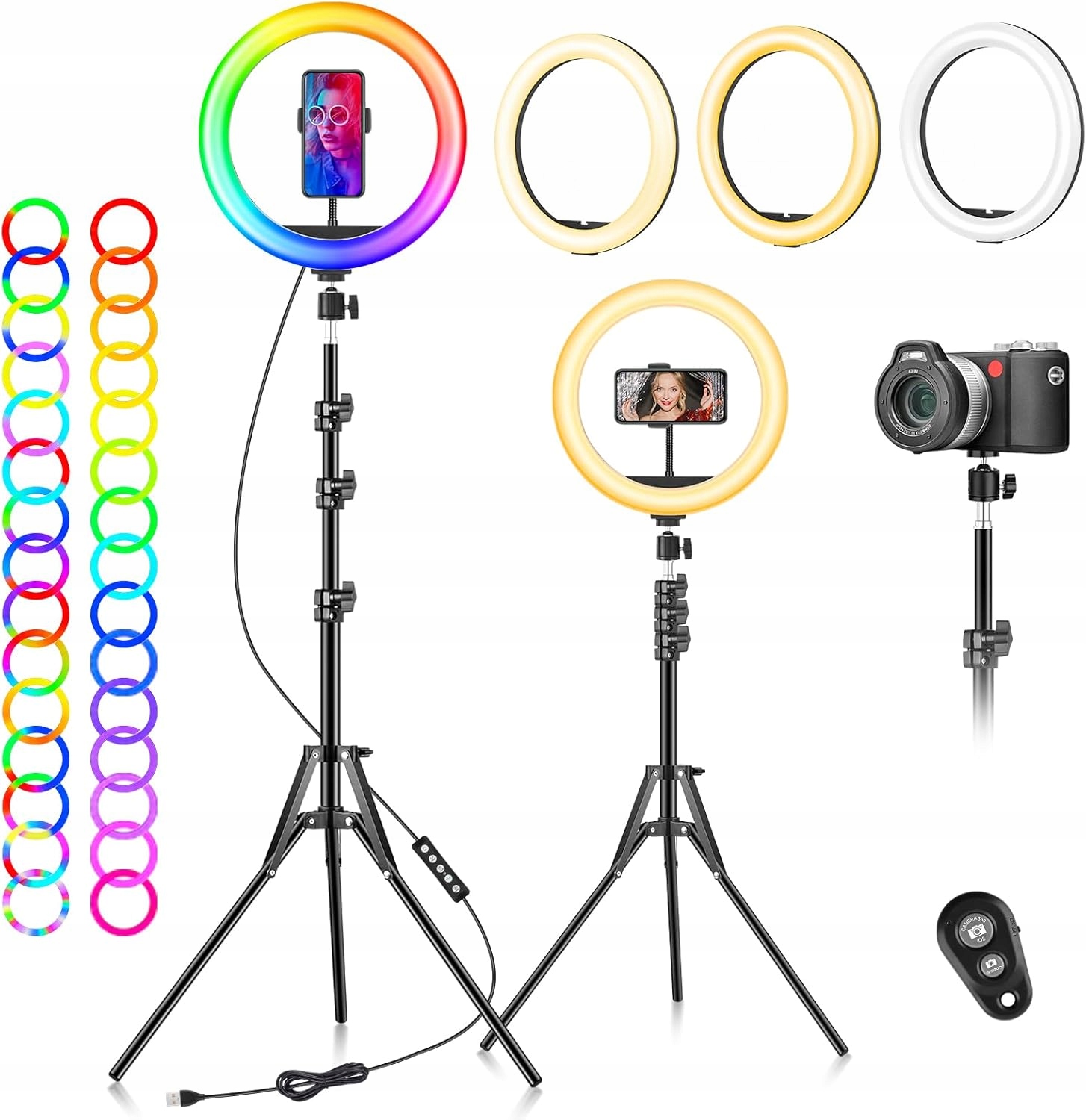 Lampa Pierścieniowa Led Ring Rgb 10'' Statyw Uchwyt Na Telefon Selfie