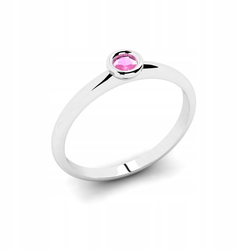 

Pierścionek Z Białego Złota Z Różową Cyrkonią 3MM