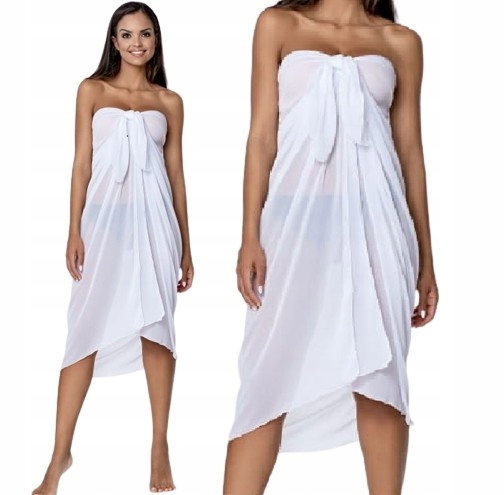 

Pareo plażowe 7291/1 chusta 100x150 sarrong białe