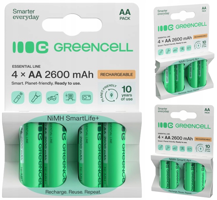 12 x Akumulátorové Baterie Aa R6 Greencell 2600 mAH Pro Rádio Svítilny Hračky