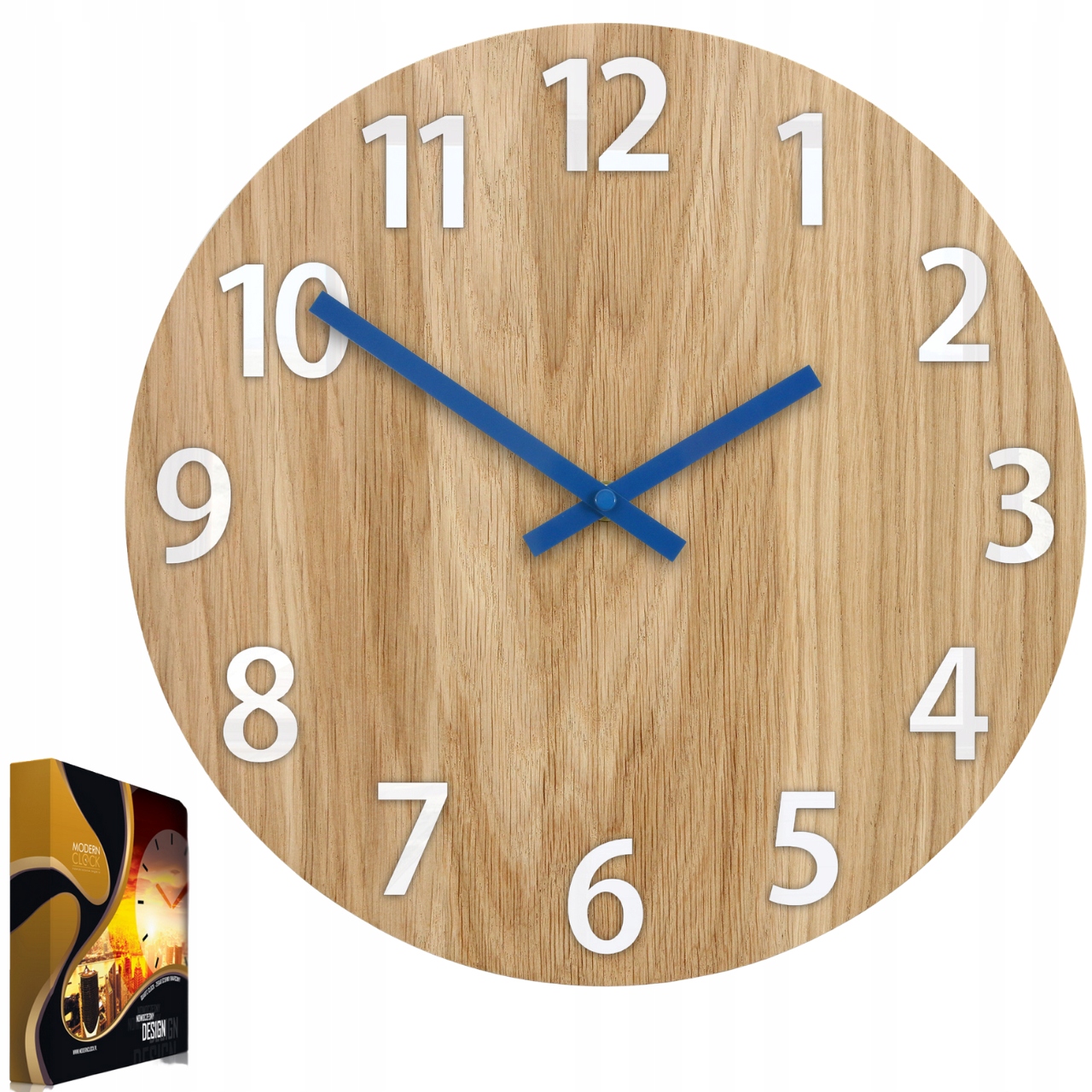 Nástěnné hodiny Dřevěné Dubové Akrylové Amadeus Wood Granátové jablko Kulatý