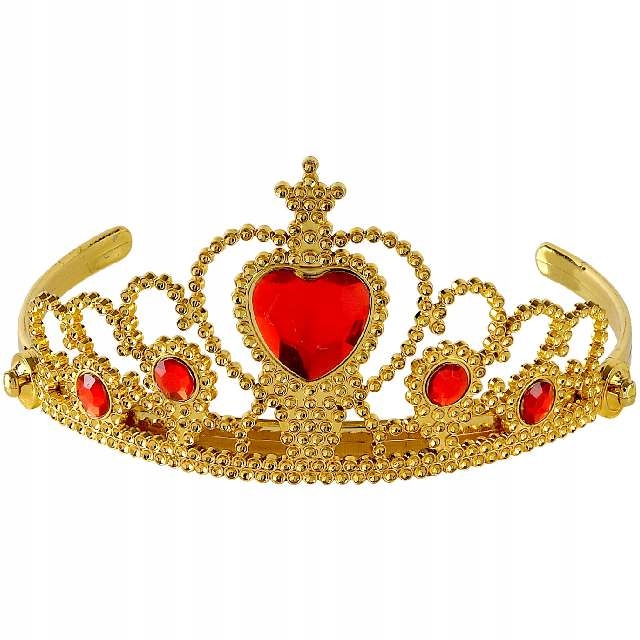 

Tiara królewna Księżniczka złota Czerwona serce