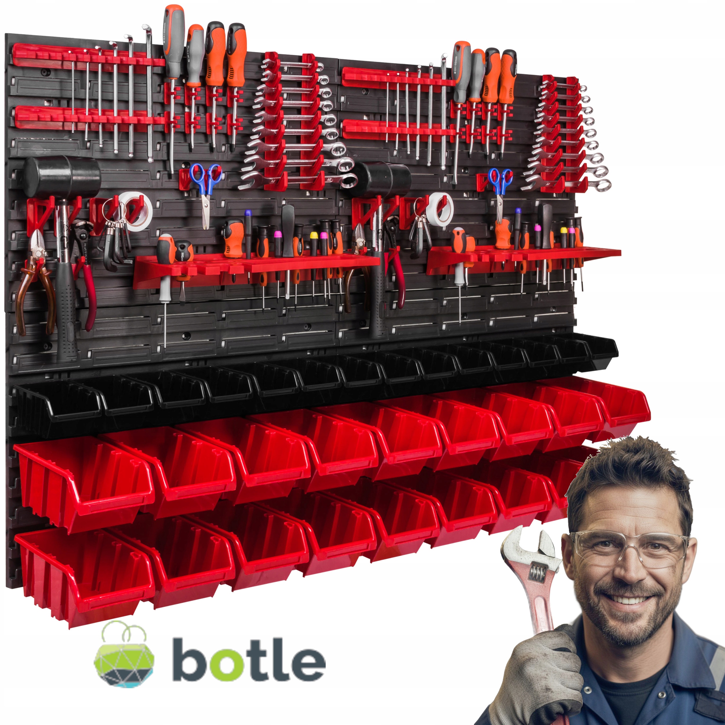 Nástrojová deska 115 x 78 cm, dílenská stěna, 32 záchodů, garáž, klíče