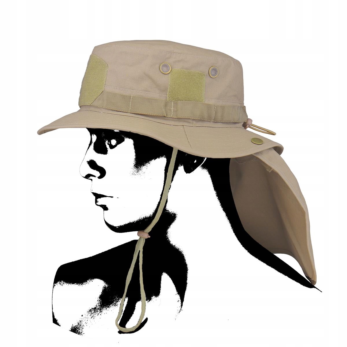 Kapelusz Taktyczny Boonie Piaskowy Tan Osłona karku Regulowany Outdoor, Asg