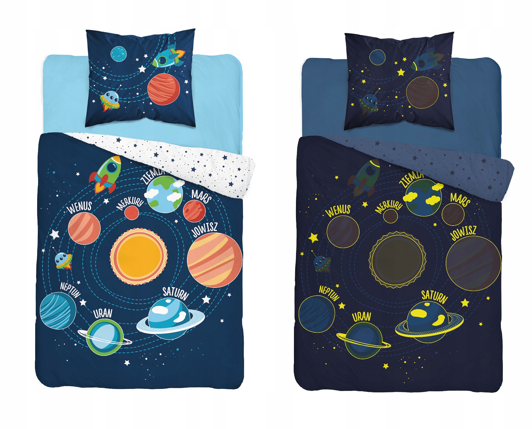 

Pościel planety kosmos fluo 140x200 cm bawełna