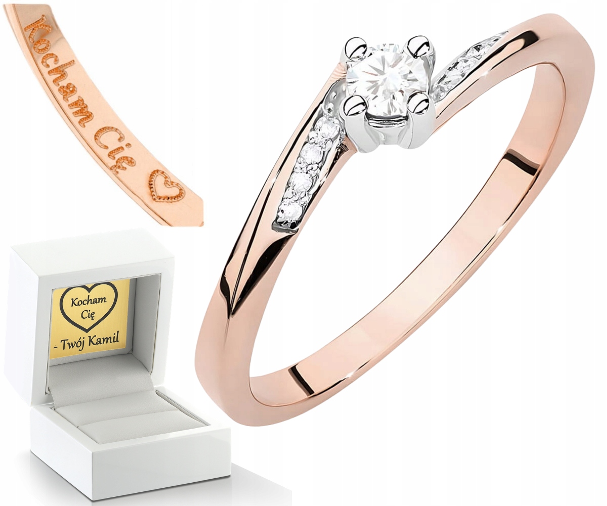 Růžové Zlato Prstýnek S Diamanty Zlato 585 Dárek Gravírování