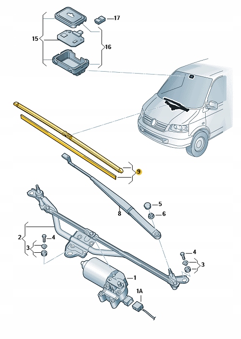 7E1998002 - ЩЕТКИ СТЕКЛООЧИСТИТЕЛЯ ТИП AERO ПЕРЕДНИЕ VW TRANSPORTER