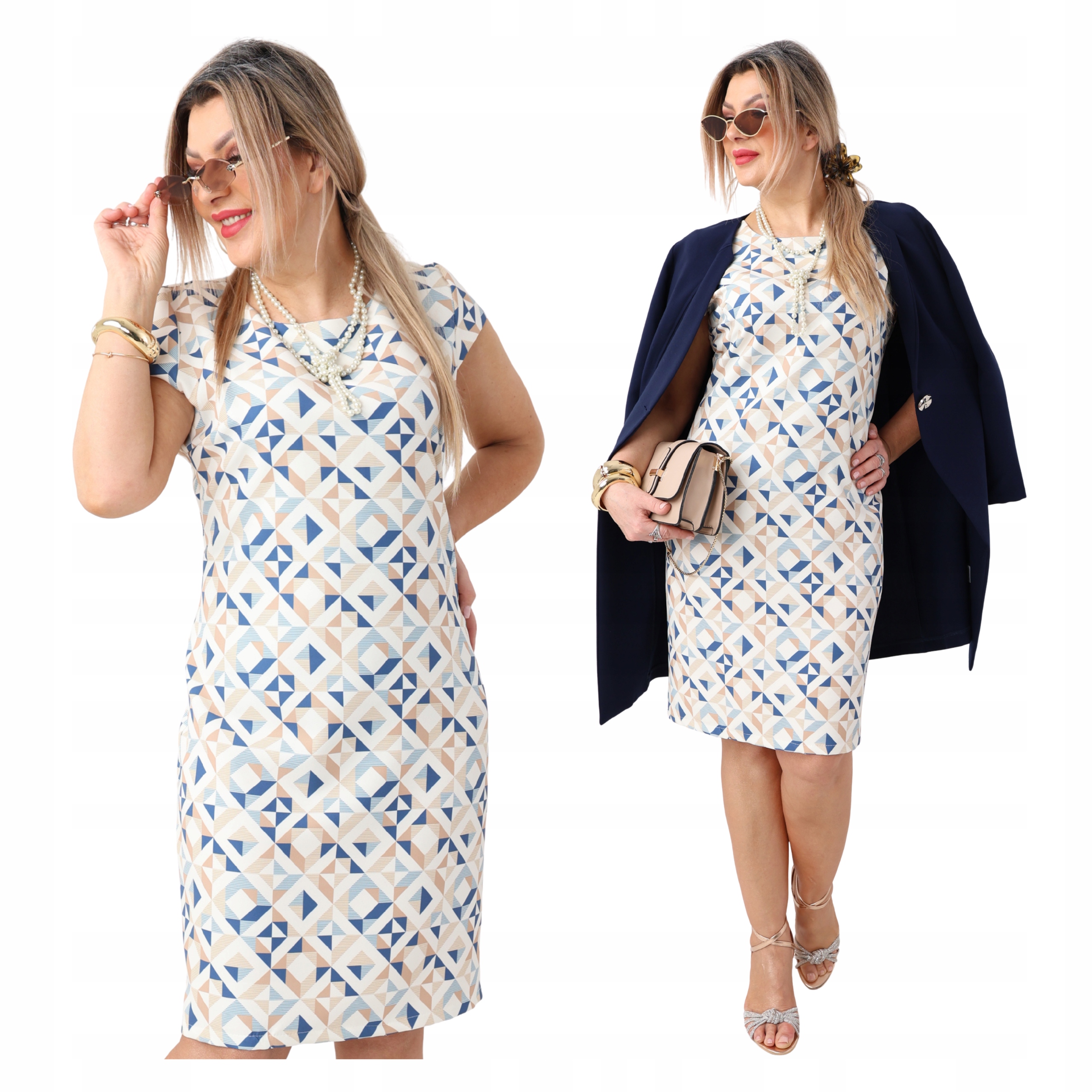 Sukienka Na Wesele Duże Rozmiary Polski Producent Prosta MIDI