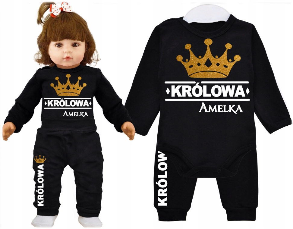 

Komplet dziecięcy body spodnie Królowa Imię r. 74