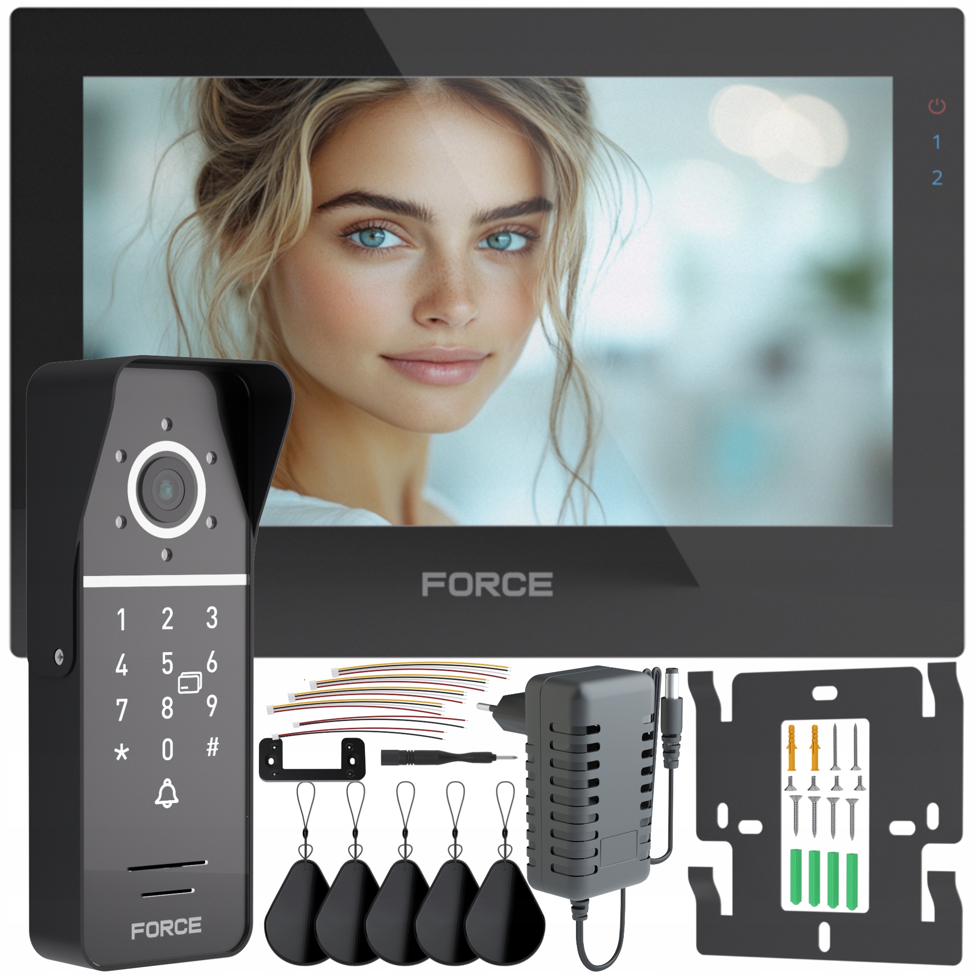 Videotelefon Force Prima 7" Černý Full Hd Čtečka Klíčenek Brána