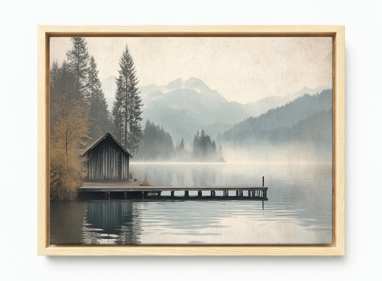 Obraz Rám Americký Box Krajina Hory Les Jezero Most Přístav Molo 120x80