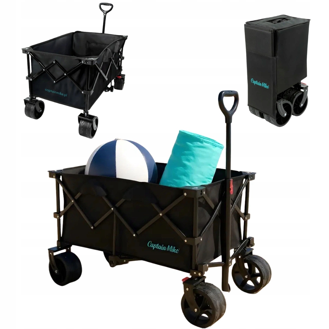 Zahradní turistický skládací plážový vozík s potahem, velká terénní kola