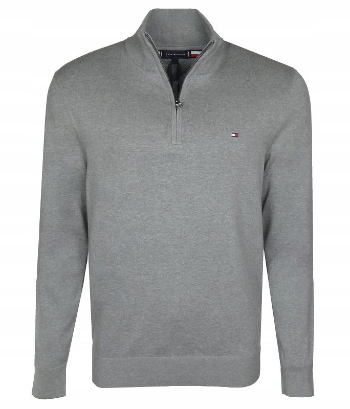 Tommy Hilfiger pánský svetr, částečně rozepínací, bavlněný, šedý, Xs