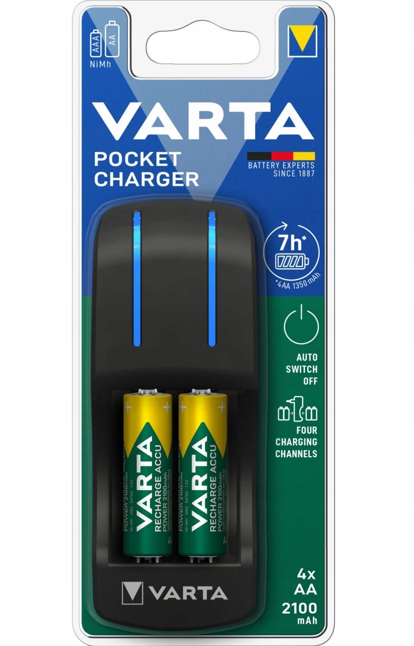 ŁADOWARKA VARTA POCKET CHARGER +4x R6 AA 2100mAh Kod producenta 57642101451