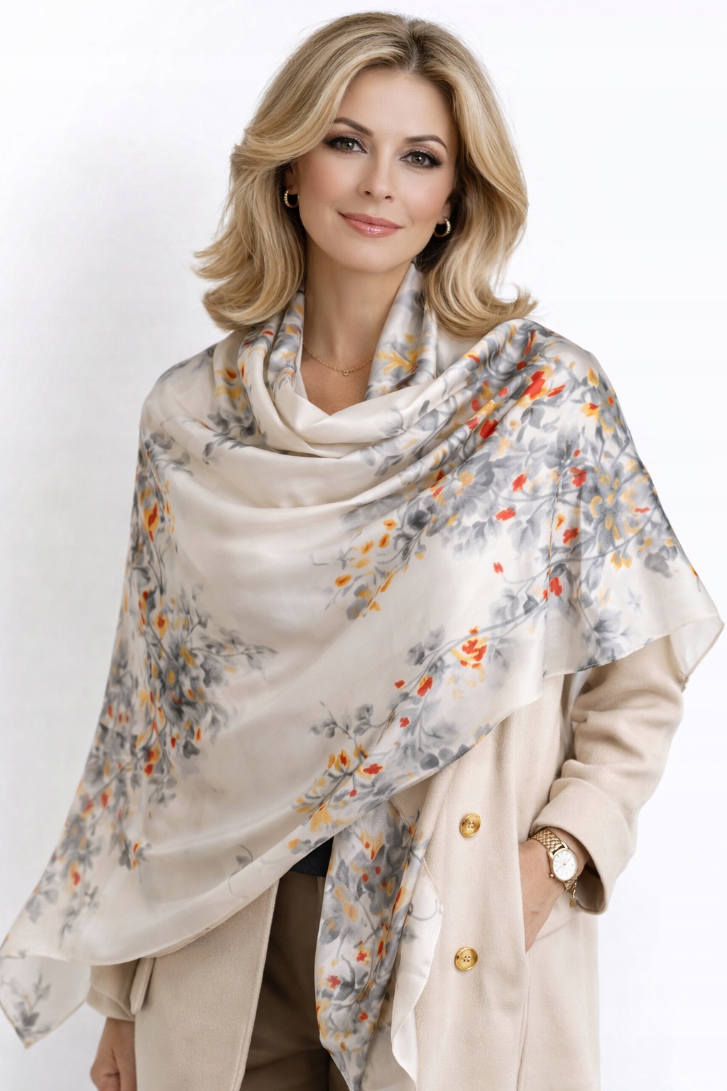 damski Szal piękna duża Chusta jak jedwab 180cm/90cm szykowny