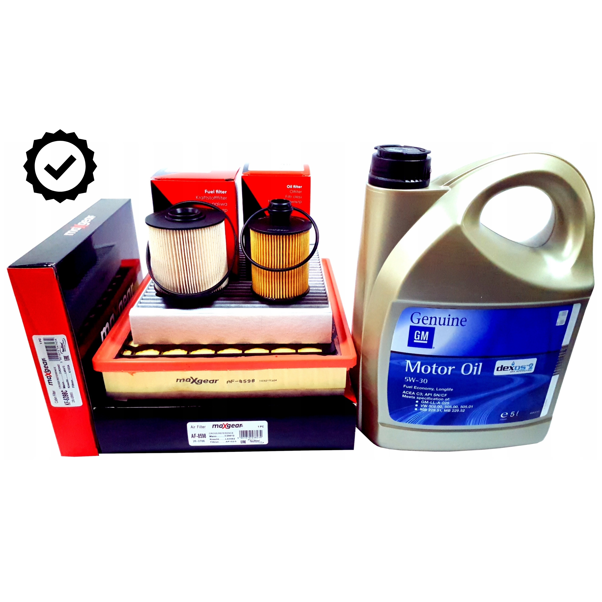 Sada 4 Filtrů 5 L Oleje General Motors 5W30 Opel Insignia A 2.0 Cdti A20