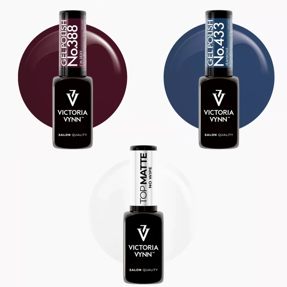 Zestaw 2x lakier hybrydowy Gel Polish Top Matte No Wipe 8 ml