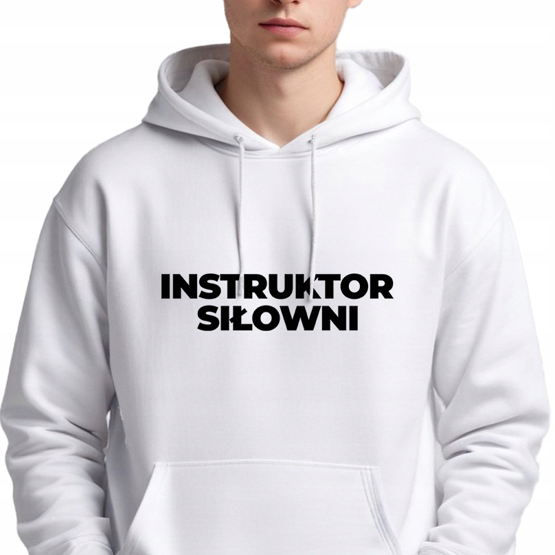 Mikina S Kapucí Bílá Dárek pro trenéra Fitness Instruktor Posilovny M
