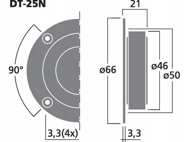 MONACOR DT-25N Głośnik wysokotonowy HiFi 80W 8ohm Model DT-25N