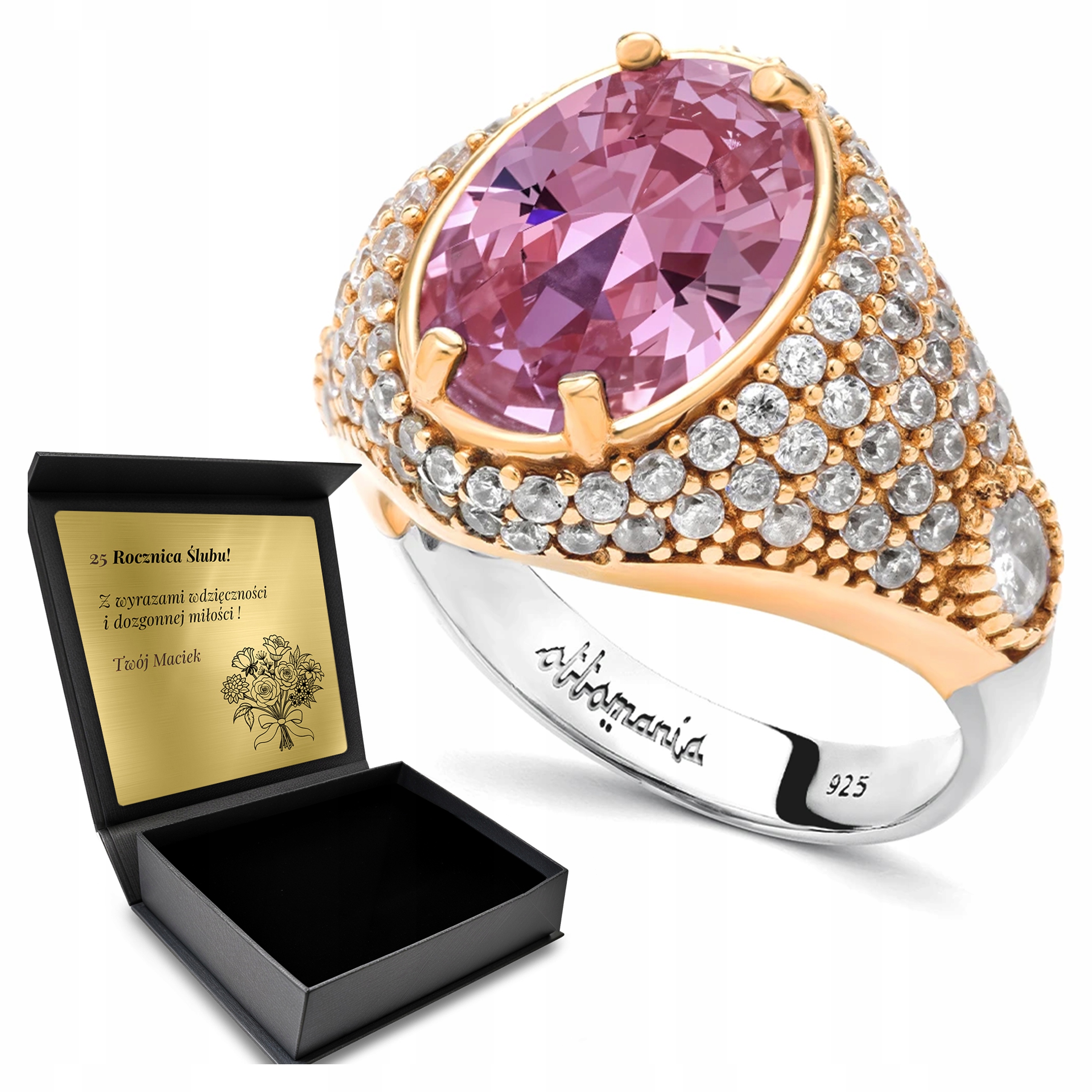 Prstýnek 925 Zirkony A Topaz Šperky Pro Ženy Gravírování