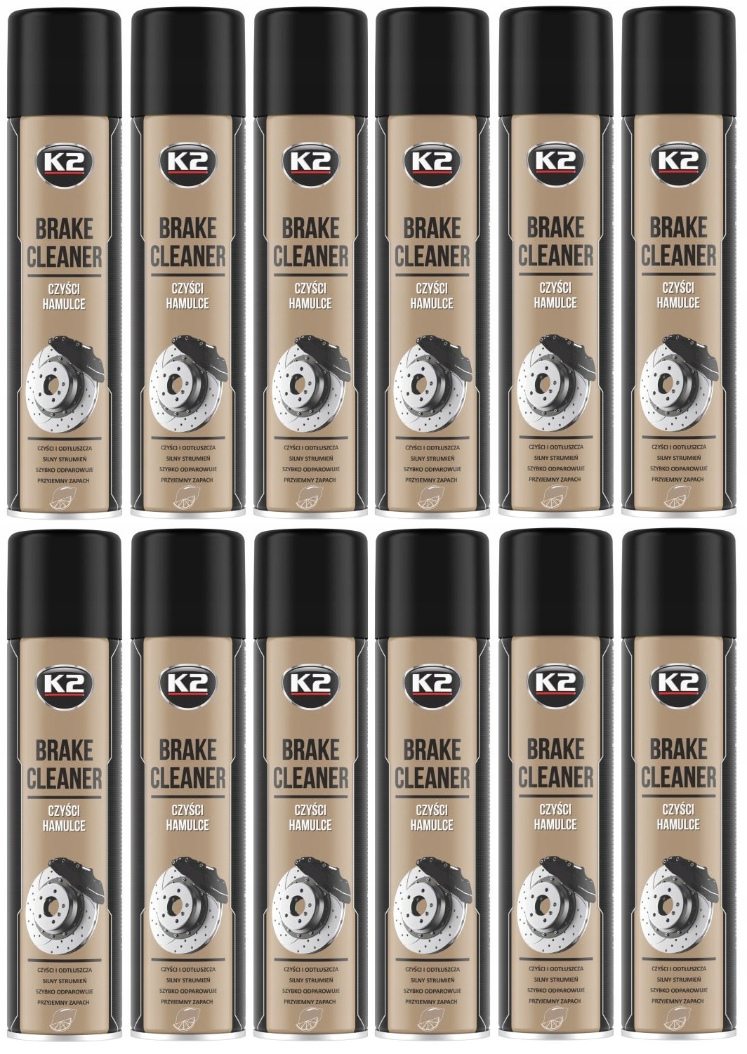 12x K2 BRAKE CLEANER ZMYWACZ DO TARCZ HAMULCOWYCH ODTŁUSZCZACZ 600ML KARTON