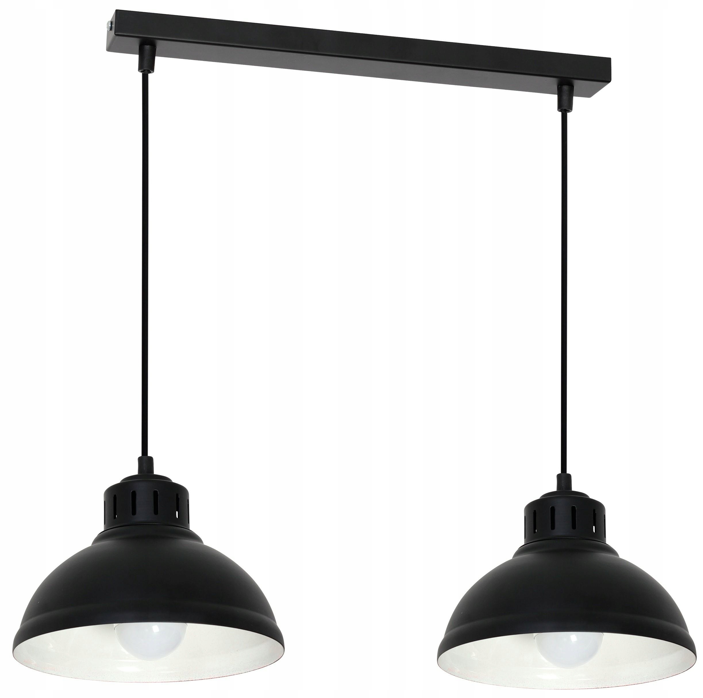 Závesná lampa Sven čierna, biela, kovový akcent v industriálnom štýle