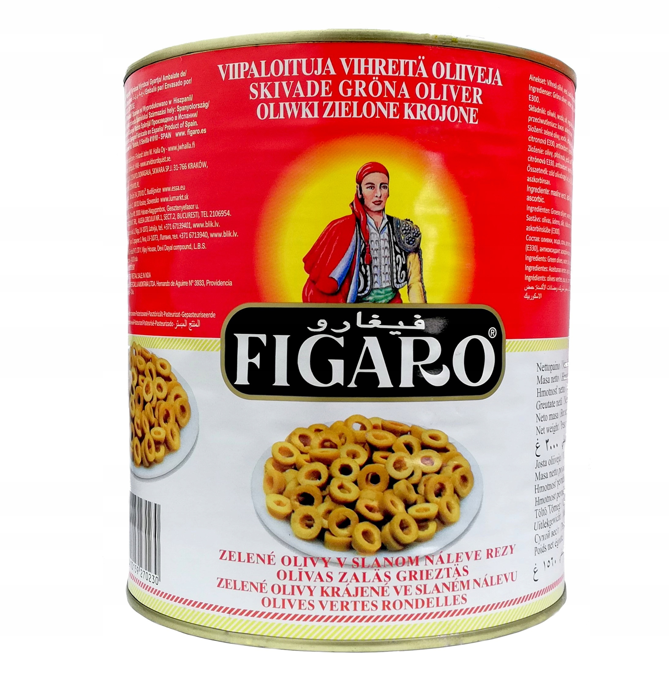 Levně Olivy Figaro španělské, zelené, krájené 3000 g