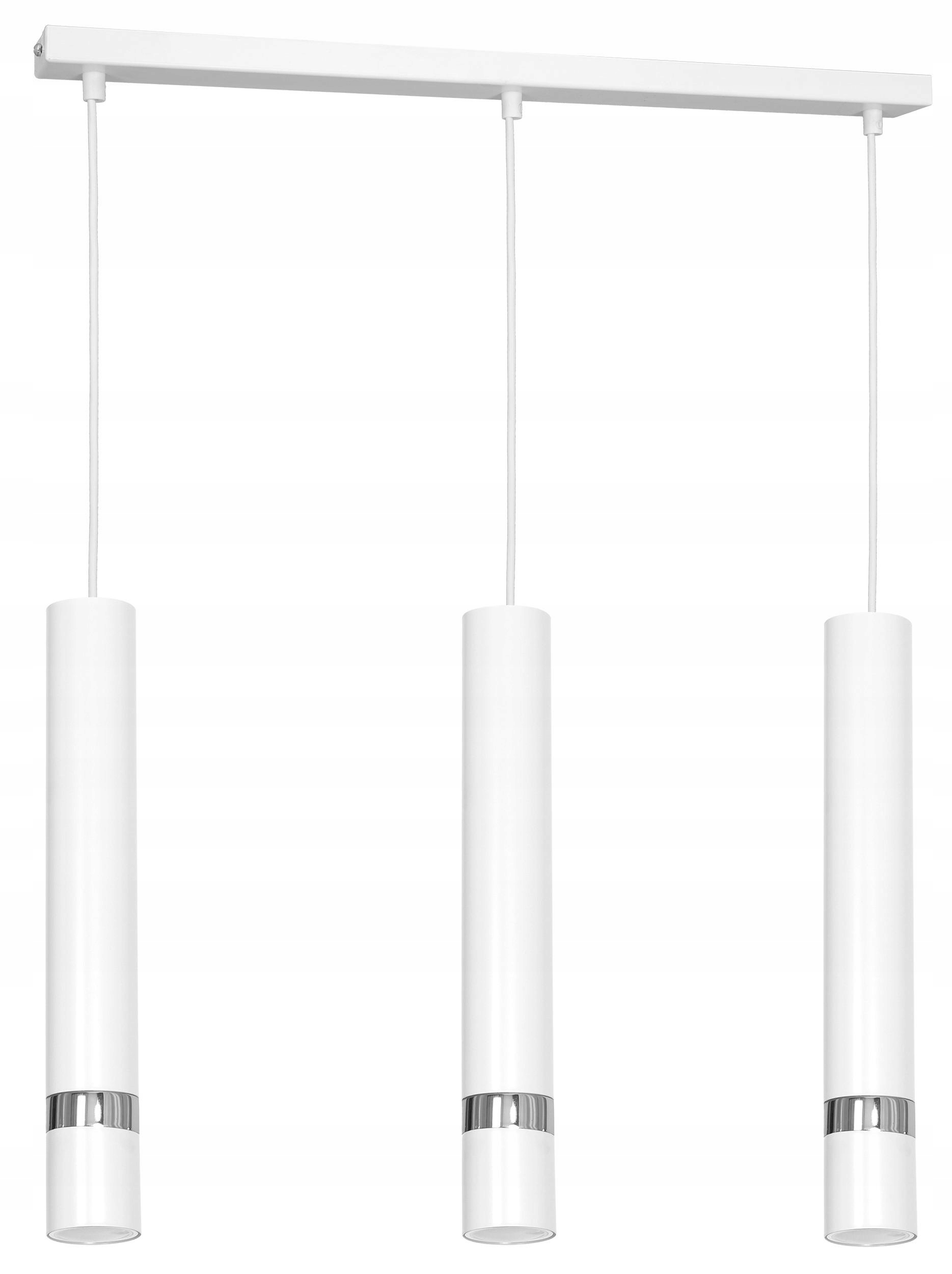 Závesná lampa Reno Biela Strieborná 3xGU10, tri tuby nad ostrovný stôl