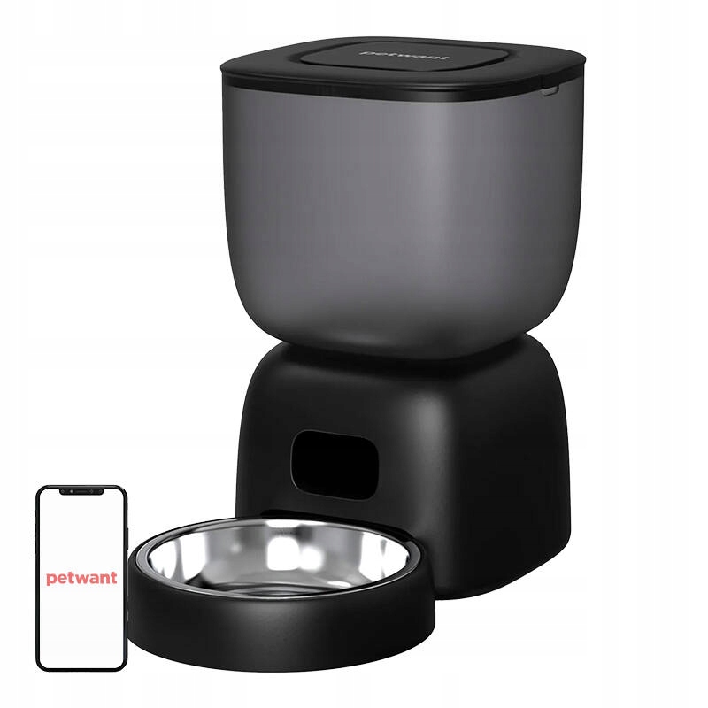 Levně Automatický Dávkovač krmiva Petwant F14 Wifi Černý 3L Pro Psa Kočku Kov