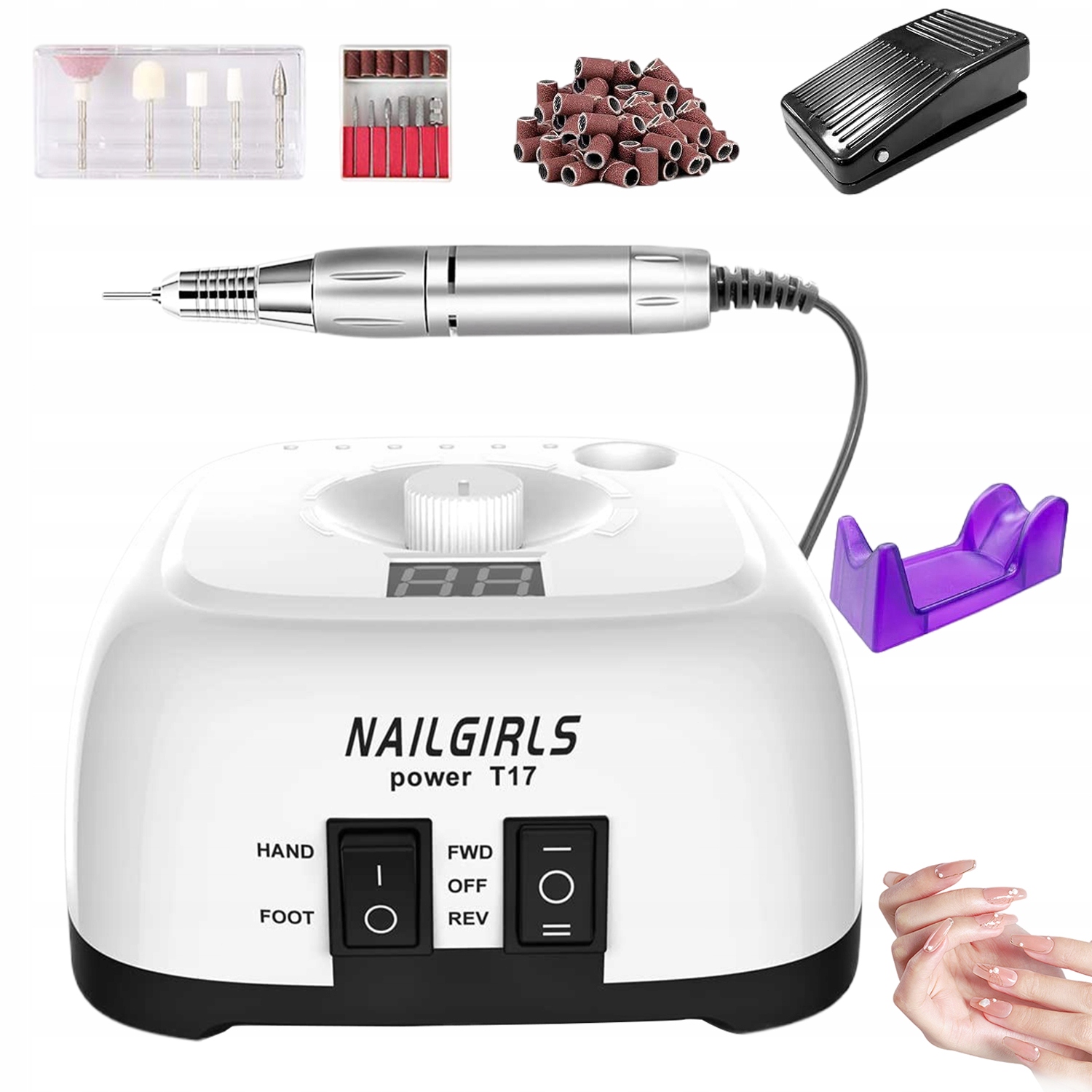 Bruska Na Nehty 11V1 S Pedálem A LCD Displejem Pro Gel A Kůžičku