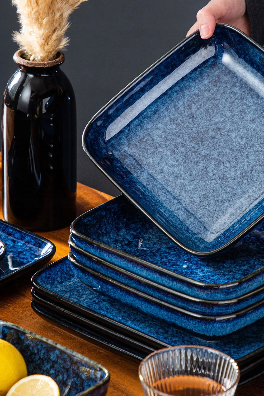 Serwis Obiadowy Dla 8 Osób ZESTAW Talerze Kwadratowe Do Mikrofali PIĘKNE ! Marka Vancasso