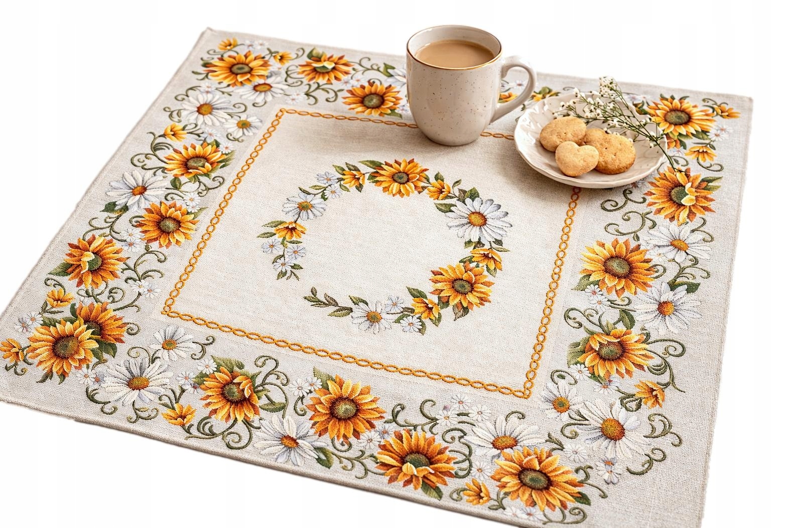 Serweta gobelinowa 98x98 słoneczniki kwiaty wiosenna dekoracyjna