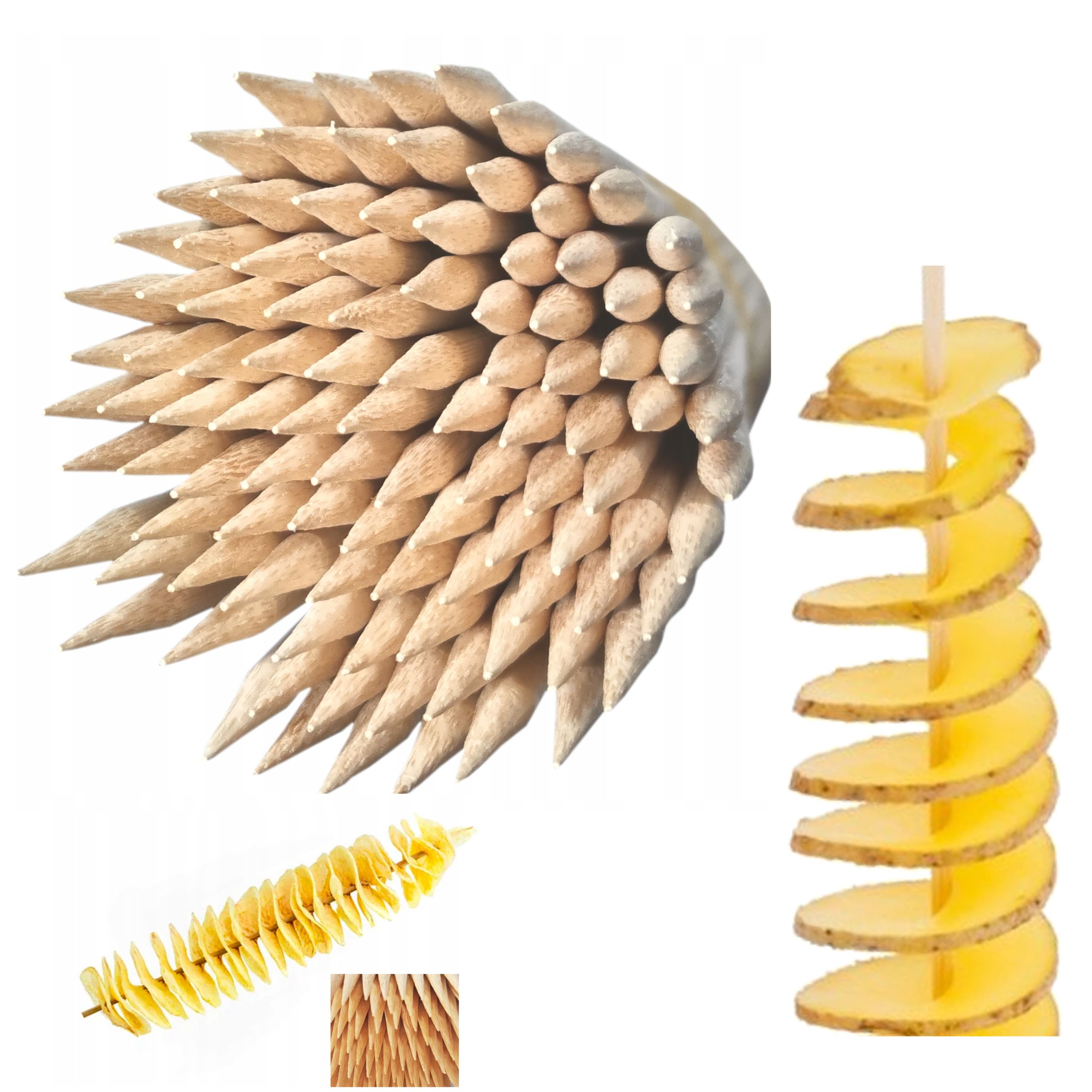 Patyczki do zakręconego ziemniaka Patyki 500szt 50cm 5mm zaostrzone grot