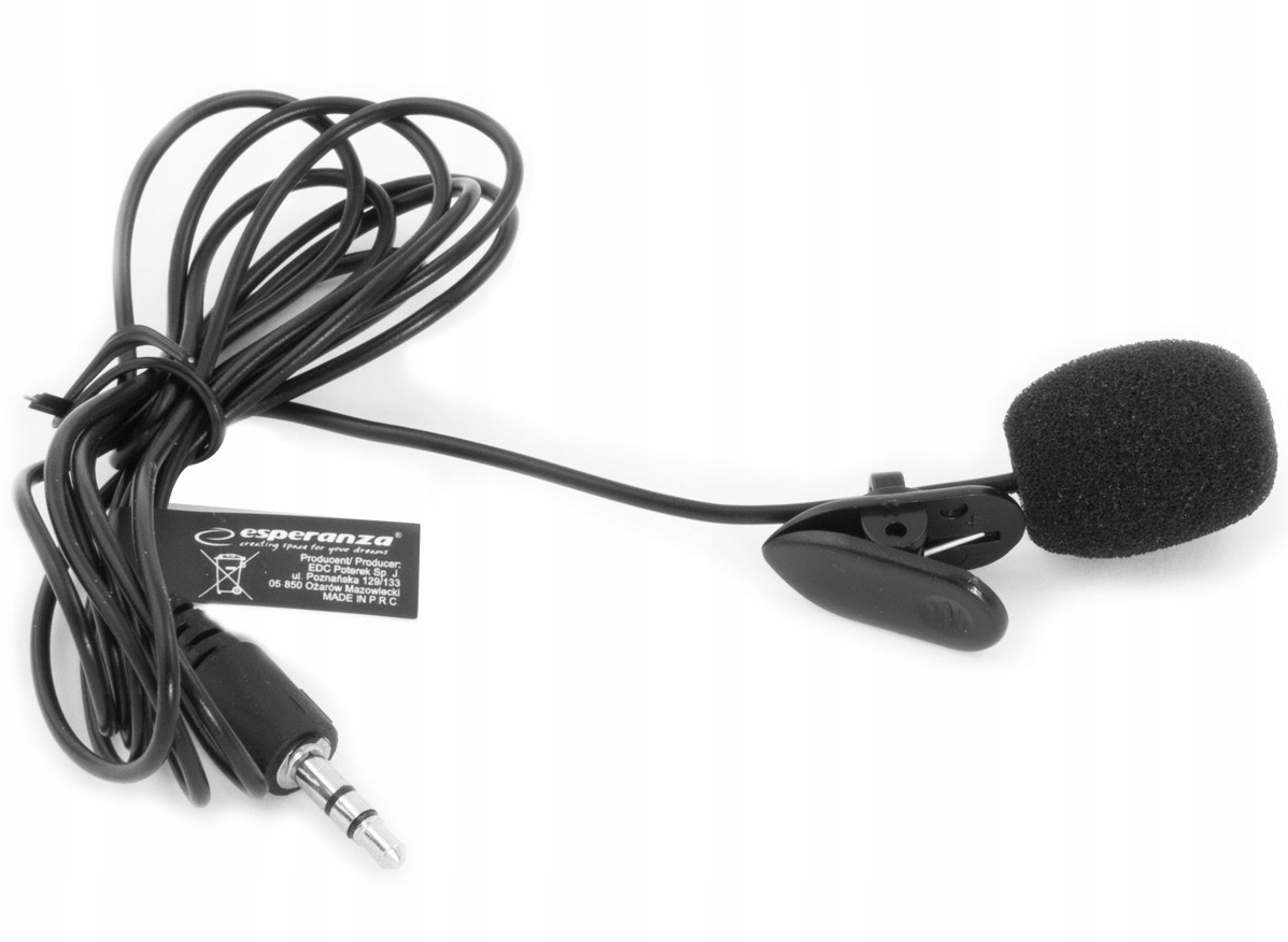 MIKROFON KRAWATOWY ZEWNĘTRZNY Z KLIPSEM JACK 3,5mm Model VOICE