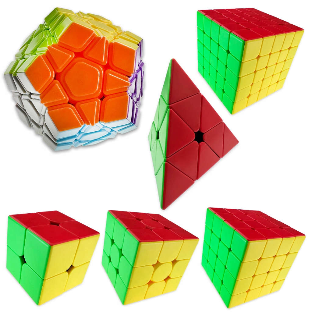 ZESTAW KOSTEK 2x2 + 3x3 + 4x4 + 5x5 + Pyraminx + Megaminx + GRATISY