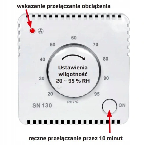 Czujnik wilgotności SN130 do wentylatorów 10A Rodzaj Temperatury