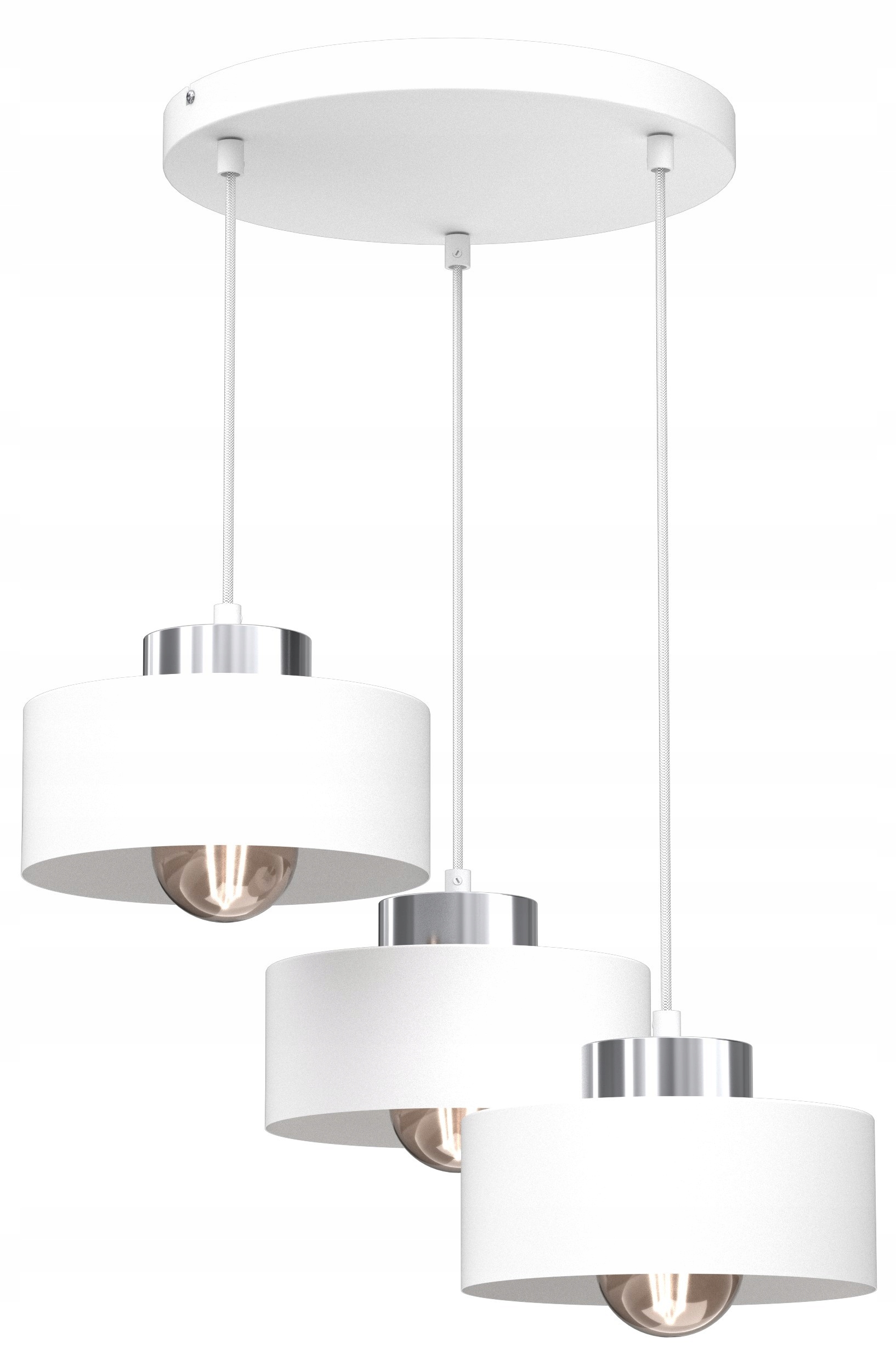 Závesná lampa Marti Biela Strieborná Kovová Klobúk 3xE27 Plafond