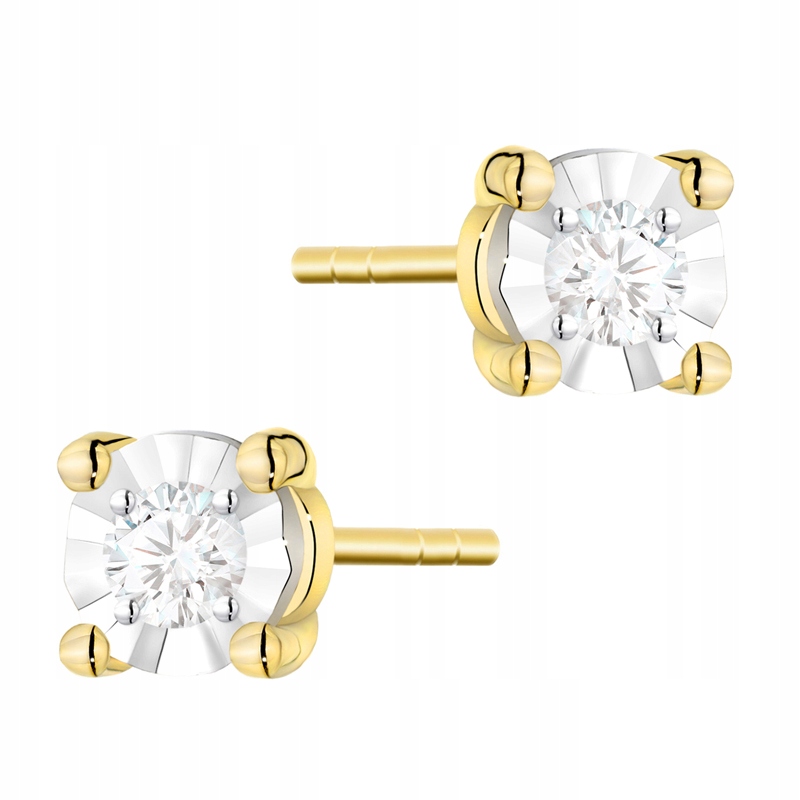 Zlaté Náušnice 585 Klasika s Brilianty 0,06 ct