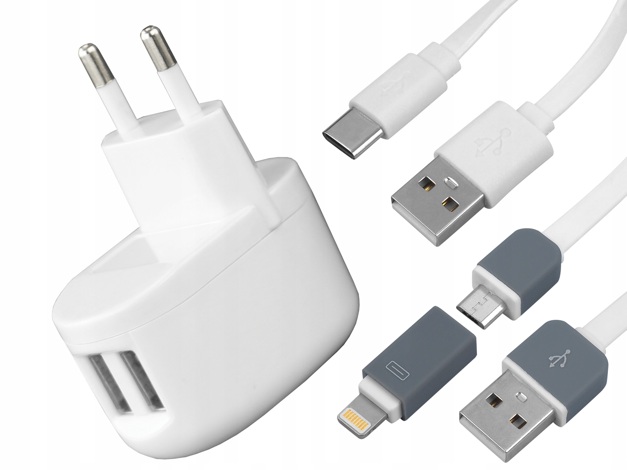 

Ładowarka Usb Kabel 2W1 Micro Usb/iphone Usb-c