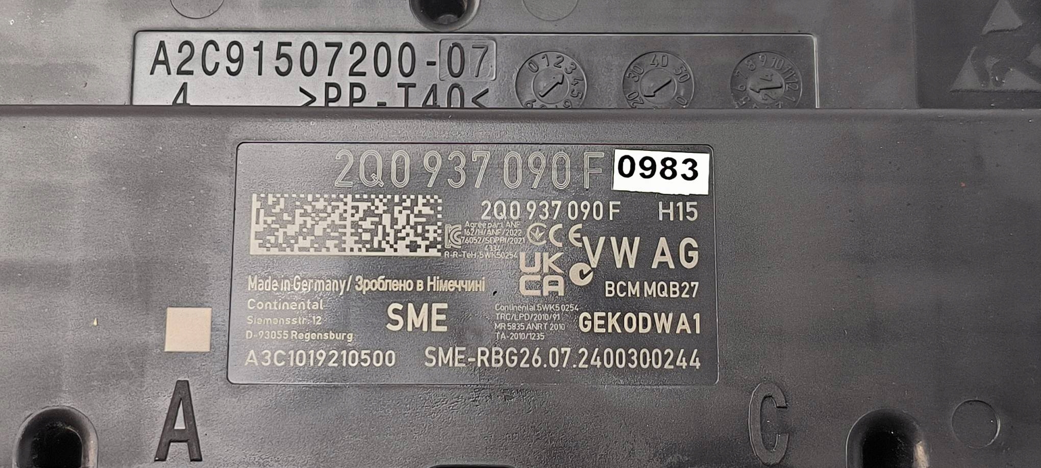 Unité commande confort 2Q0937090F SKODA SCALA