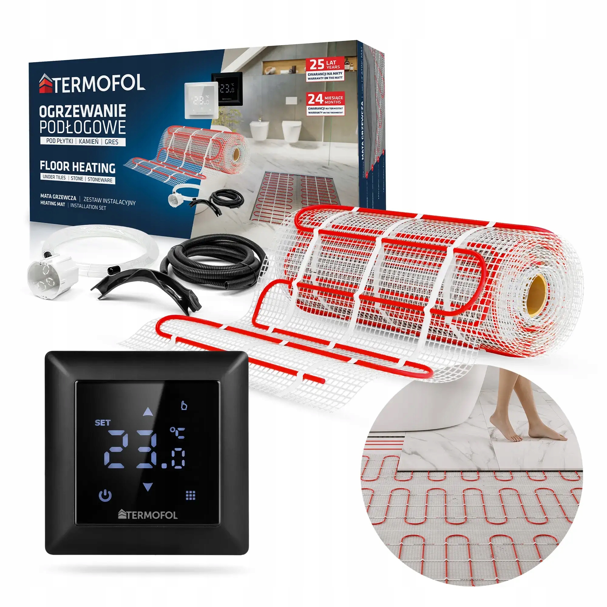 Set-vykurovacia Podložka plocha 2,5 m2 šírka 50 cm 150 W TF-H6 čierna