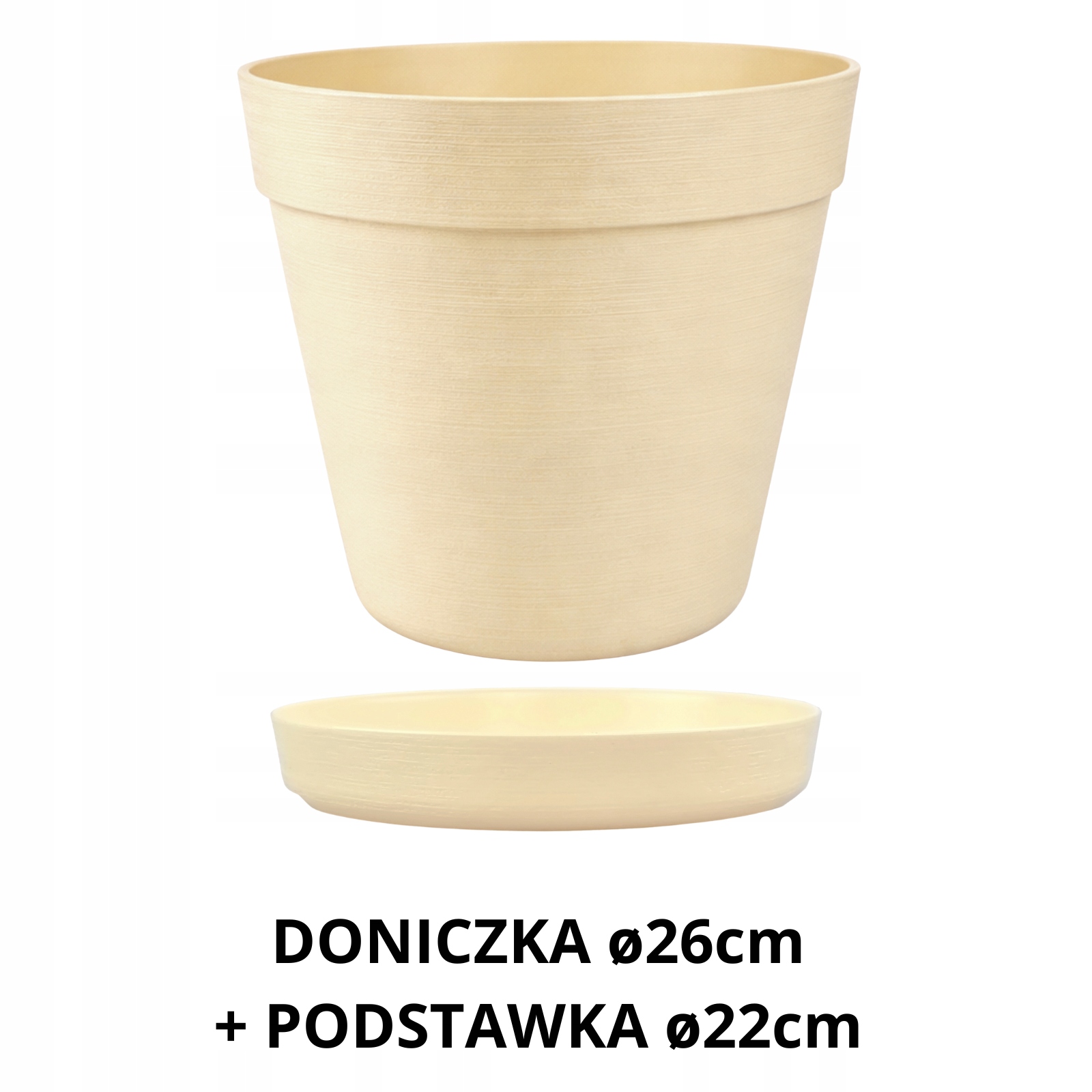 ZESTAW Doniczka 26cm + Podstawka 22cm, 8L Stylowy Zestaw EKO, KOŚĆ SŁONIOWA
