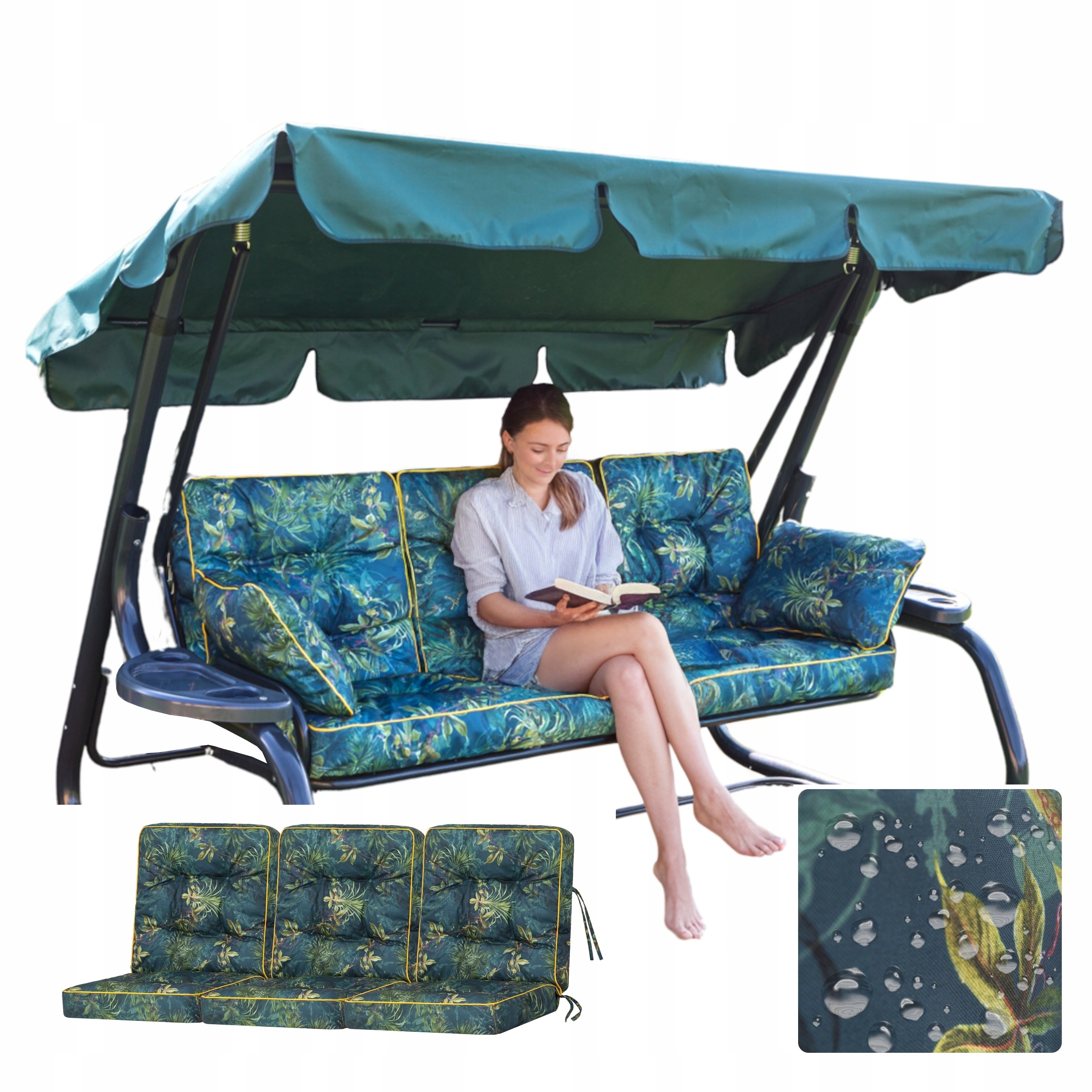 Vankúš na hojdačku, záhradnú lavičku Sada 3 ks Vodotesný proti Uv žiareniu 150 cm